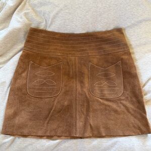 Free People Tan/Brown Suede Mini Skirt